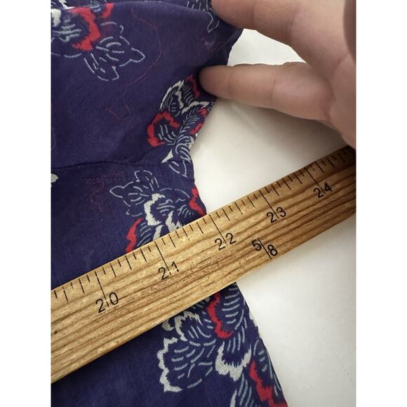 Postmarc Large Men Ink Blue Floral Tencel/Linen Short Sleeve Woven Shirt PR3 - Picture 6 of 9